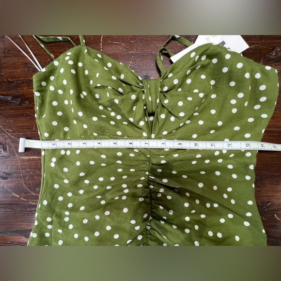 NWT ZARA Green Polka Dot Ruched Dress Sz Medium - Picture 8 of 8